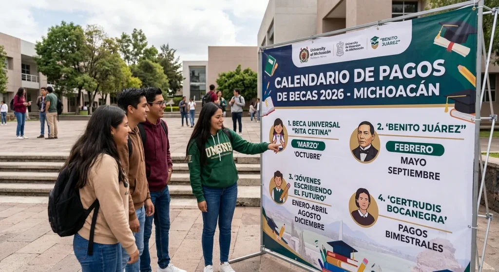 Calendario de pagos de la Beca Universal “Rita Cetina”, de la beca “Benito Juárez”, y becas“Jóvenes Escribiendo el Futuro” y “Gertrudis Bocanegra” para este 2026